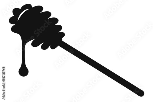 Honey dipper stick with dripping honey silhouette vector, Honey dipper stick icon 