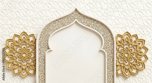 Wallpaper Mural White Islamic archway with gold mandala decorations and geometric pattern mosque Torontodigital.ca