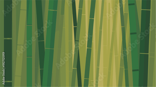 Abstract bamboo forest background with varying shades of green stalks creating a natural pattern