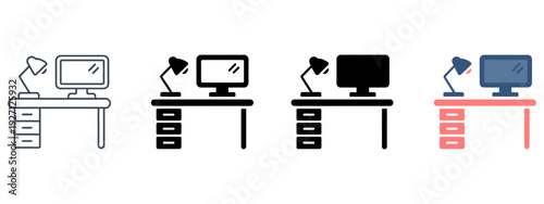 collection of desk lamp icons in multiple styles for ranking interior lighting, featuring diverse table light symbols for furniture levels and decor status.