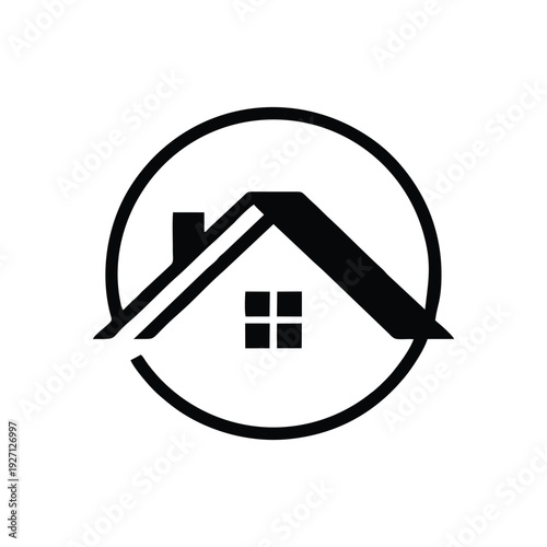 Minimalist house roof logo, simple real estate and property symbol for construction branding