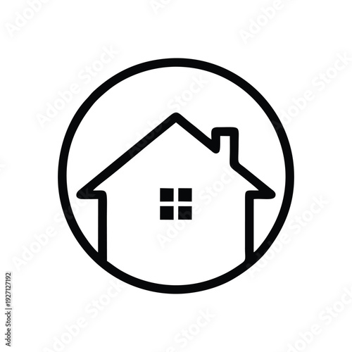 Minimalist house icon, simple residential home symbol for real estate and property branding