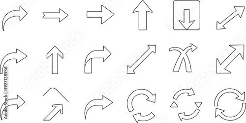 Professional Small Business Growth and Success Arrow Outline Icon Set