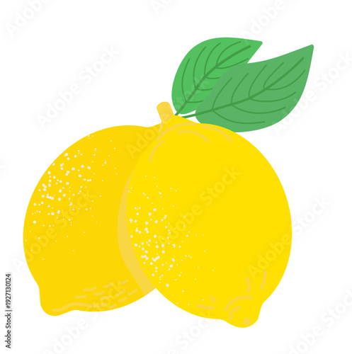 Lemons with leaves, isolated on white background