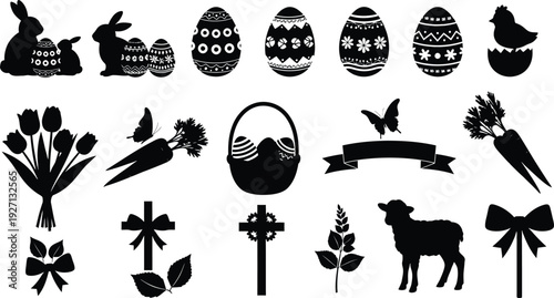Easter silhouette icons collection