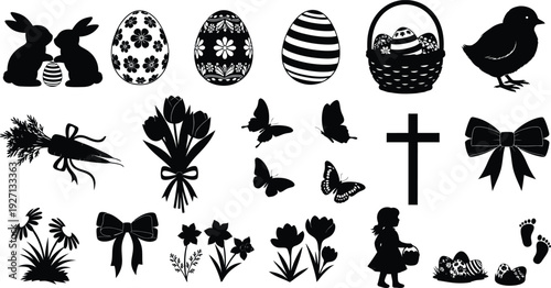 Easter silhouette clipart collection