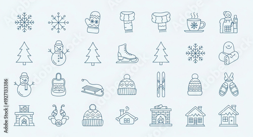 Collection of Winter Holiday Icons and Symbols.