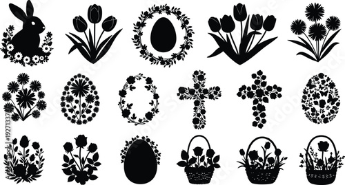 Easter themed silhouette graphics