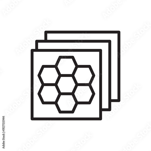 Composite honeycomb icon symbolizing sandwich panel tech, represents hexagonal core hardware, lightweight structural engineering, aerospace material systems, high-stiffness laminates, or manufacturing