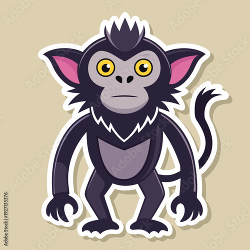 Cute cartoon monkey character standing on a neutral background