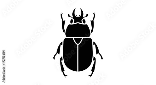 Black Beetle Silhouette Isolated on White Background.