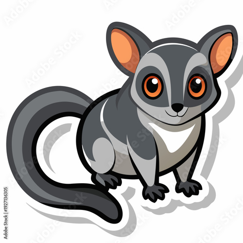 Cute cartoon sugar glider illustration isolated on white backdrop