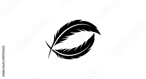 Black Feather Quill Pen Illustration.
