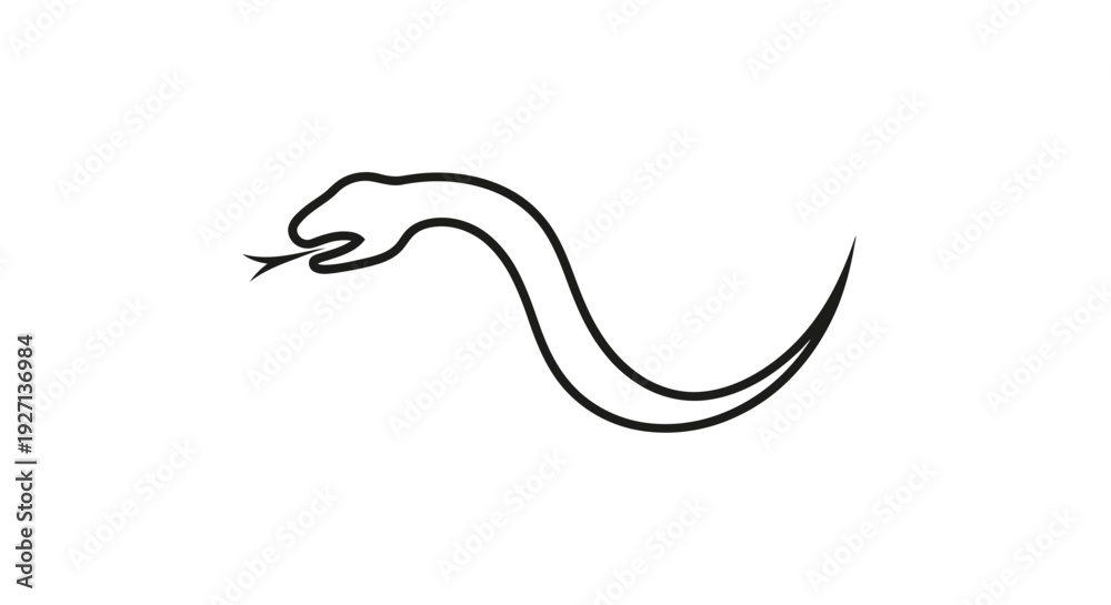 Fototapeta premium Black Line Drawing of a Snake.
