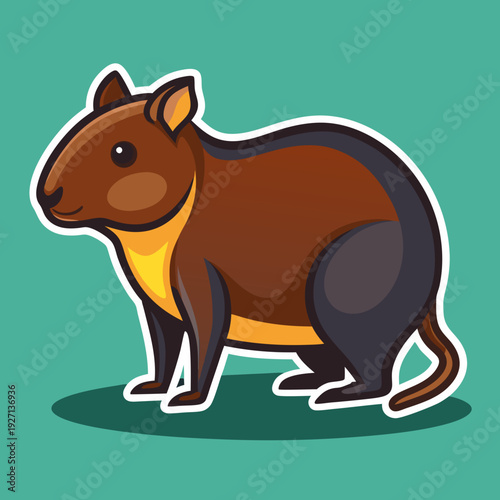 Stylized Cartoon Agouti Illustration on Green Background Stock Image