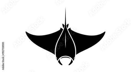 Black Manta Ray Silhouette Flying.