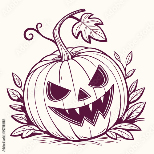Happy Halloween Pumpkin flat vector illustration. Scary and Creepy Pumpkin vector