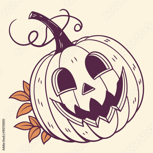 Happy Halloween Pumpkin flat vector illustration. Scary and Creepy Pumpkin vector