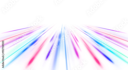Futuristic neon beams intersect to form a luminous network of speed and data. Purple and blue gradients emphasize motion and depth. High-quality abstract PNG illustration.