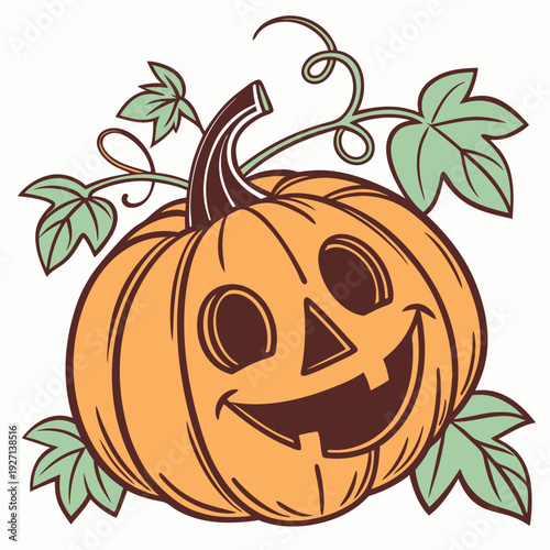 Happy Halloween Pumpkin flat vector illustration. Scary and Creepy Pumpkin vector