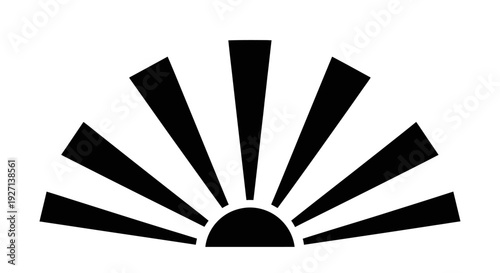 Black Sunburst Icon with Radiating Lines.