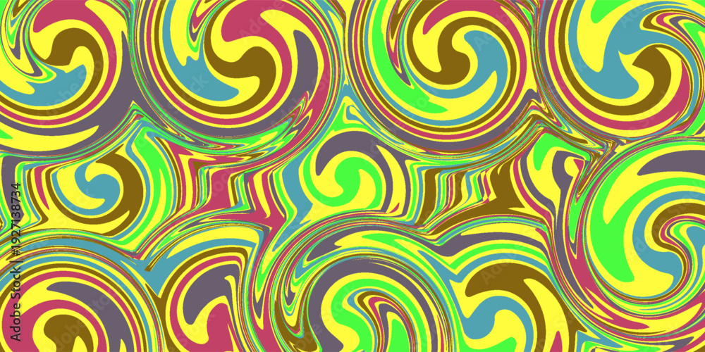 Fototapeta premium an abstract, vibrant swirl of bold colors, including red, yellow, green, blue, black, and white. The flowing, liquid-like patterns create a chaotic yet dynamic composition, evoking energy and movement