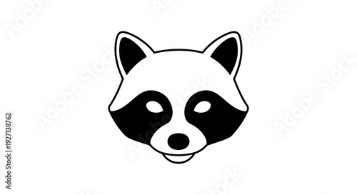 Raccoon Face Illustration Black and White.