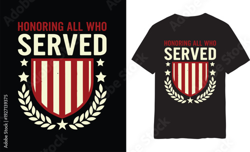 Honoring Service: Commemorating sacrifice and dedication, this design features a shield and laurel wreath. A tribute to those who served, ideal for patriotic displays.