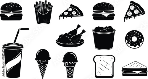 Fast food icons and meal items