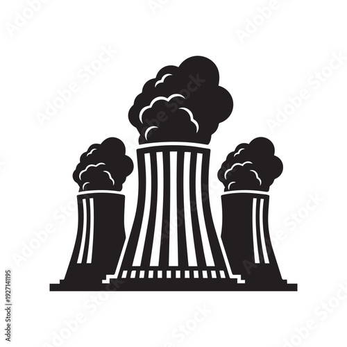 Smoke factory chimney vector silhouette icon