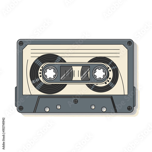 Retro cassette tape illustration against a clean white background