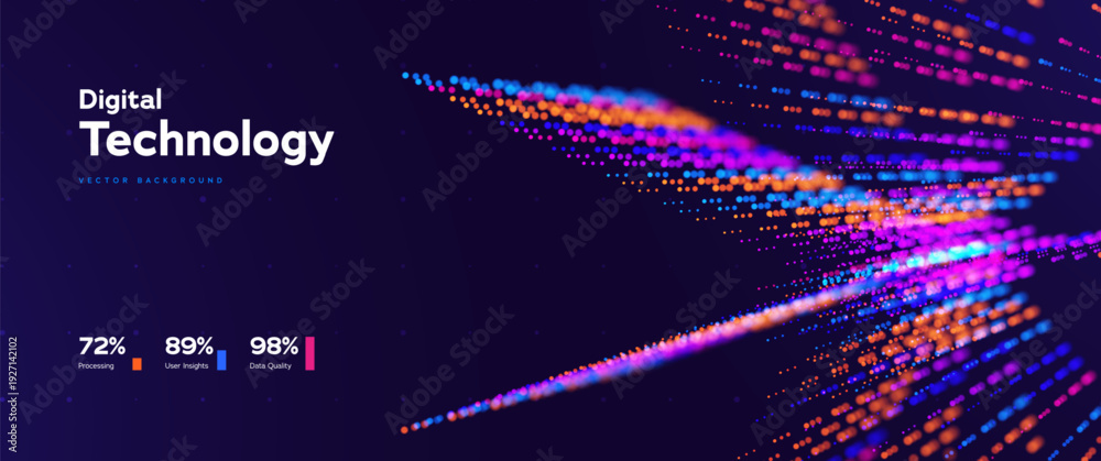 © Oleg - Big Data Digital Technology Background With Glowing Neon Dots Forming Fast Streams For AI, Cloud And Innovation Concepts. Digital Technology Backgrounds For Presentations. Vector Illustration. © Oleg - Big Data Digital Technology Background With Glowing Neon Dots Forming Fast Streams For AI, Cloud And Innovation Concepts. Digital Technology Backgrounds For Presentations. Vector Illustration.