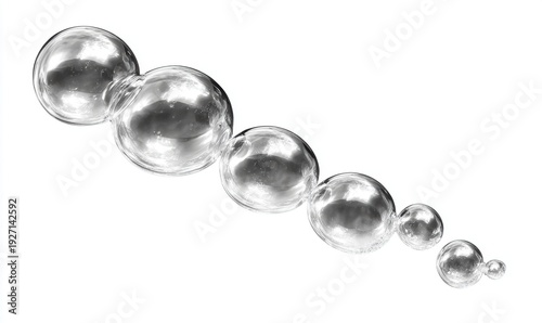 A row of clear glass spheres