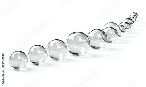 A row of clear glass spheres