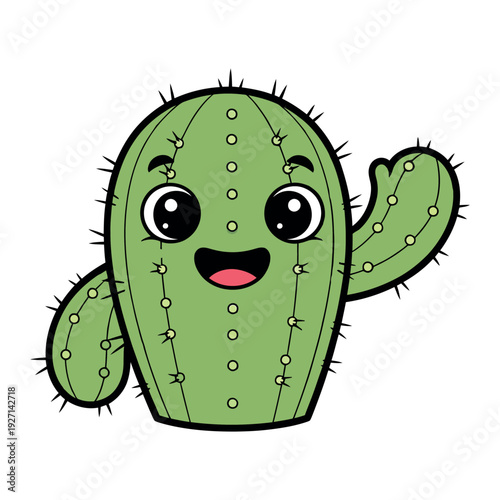 Wallpaper Mural Cute cartoon cactus with big eyes and cheerful smile Torontodigital.ca
