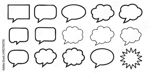 Blank outline speech bubble templates collection for comic book text and creative dialogue design