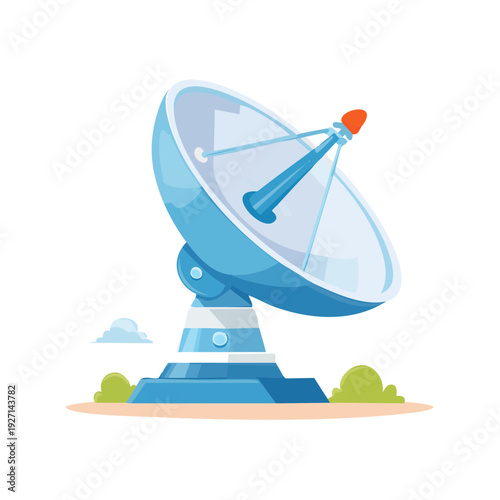 Satellite dish ready to receive and transmit data in the sky