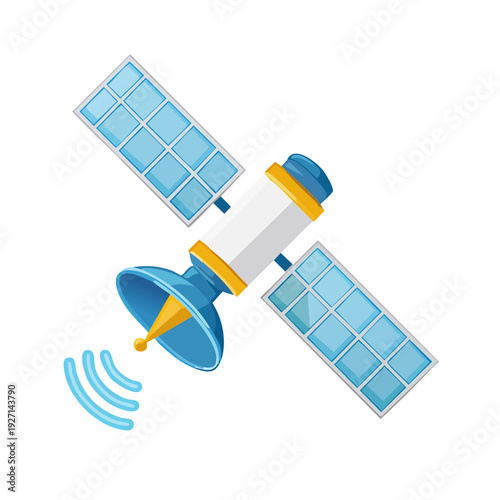 An illustrative satellite isolated against a blank backdrop. This image captures the essence of modern technology and global communication, ideal for various creative projects