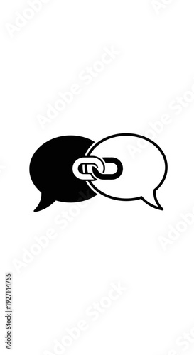 Black and White Speech Bubbles Connected.