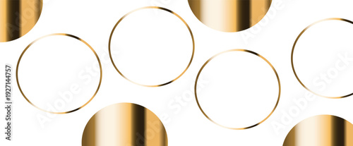 Abstract luxury background with glowing 3D golden rings and geometric circles. Premium dark backdrop template for award, cosmetic, or jewelry presentation.