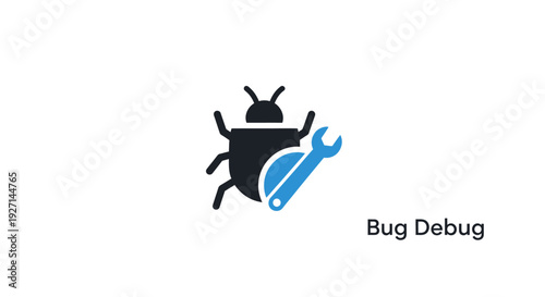 Black Beetle with Wrench Debugging Concept.