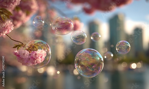 A bunch of bubbles floating in the air