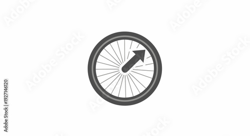 Bicycle wheel with directional arrow.