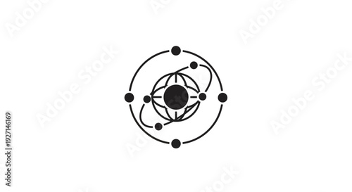 Black and white atomic structure model.