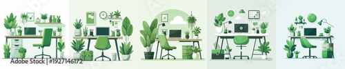 Vector of Green Remote Office