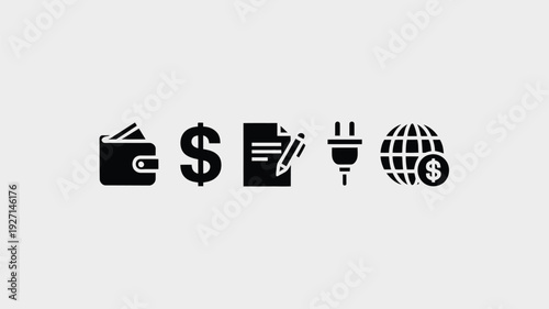 Minimalist vector illustration of a wallet and dollar sign, flat design symbol, finance concept vector illustration