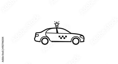 Black and white taxi car illustration.