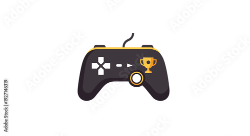 Black and yellow video game controller.