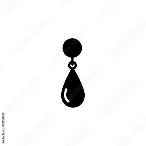 Black teardrop shaped pendant earring.