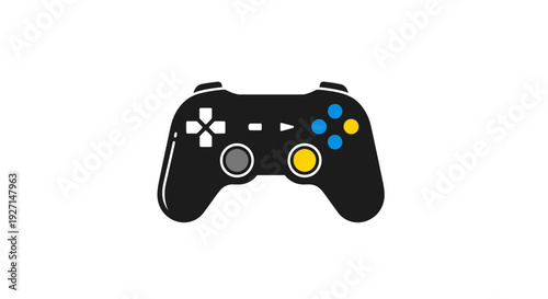 Black video game controller closeup.